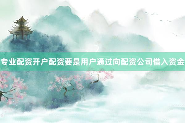 专业配资开户配资要是用户通过向配资公司借入资金