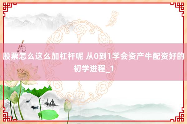 股票怎么这么加杠杆呢 从0到1学会资产牛配资好的初学进程_1