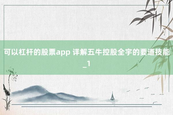 可以杠杆的股票app 详解五牛控股全宇的要道技能_1
