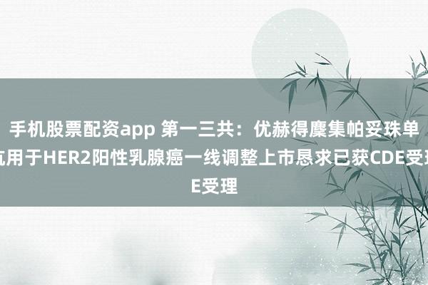 手机股票配资app 第一三共：优赫得麇集帕妥珠单抗用于HER2阳性乳腺癌一线调整上市恳求已获CDE受理